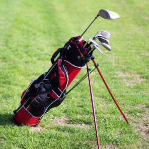 Coyote Springs Golf Club A Jack Nicklaus Signature Golf Course in Coyote Springs Nevada providing a premier golf experience to Henderson, Mesquite and Las Vegas premiere golf bag red