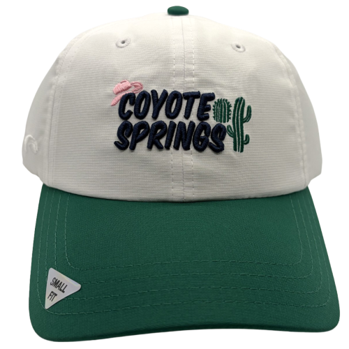 Stay cool and comfortable with this lightweight Coyote Springs performance cap. Featuring a breathable 100% polyester design, small-fit sizing, and a stylish green-and-white colorway, it's the perfect hat for sunny days on the course.