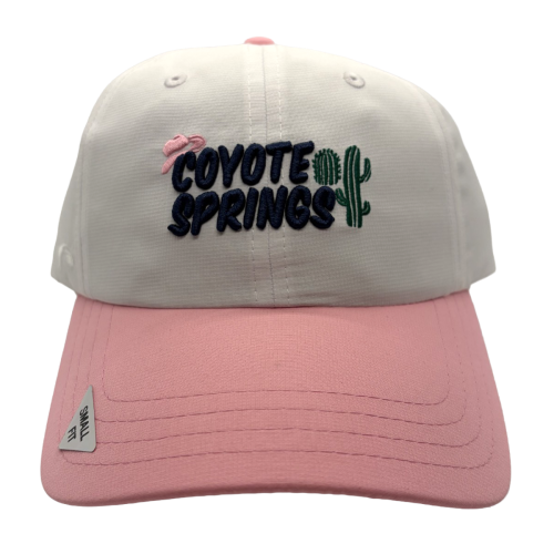 Stay cool and comfortable with this lightweight Coyote Springs performance cap. Featuring a breathable 100% polyester design, small-fit sizing, and a stylish pink-and-white colorway, it's the perfect hat for sunny days on the course.